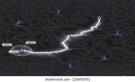 Gps map navigation to own house. City top view. View from above the map buildings. Detailed view of city. Decorative graphic tourist map. Abstract transportation background. Vector, illustration.