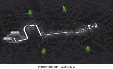 Gps map navigation to own house. City top view. View from above the map buildings. Detailed view of city. Decorative graphic tourist map. Abstract transportation background. Vector, illustration.