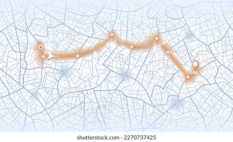 Gps map navigation to own house. City top view. View from above the map buildings. Detailed view of city. Decorative graphic tourist map. Abstract transportation background. Vector, illustration.