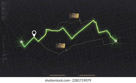 Gps map navigation to own house. City top view. View from above the map buildings. Detailed view of city. Decorative graphic tourist map. Abstract transportation background. Vector, illustration.