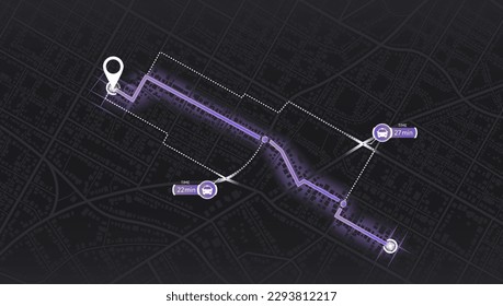 Gps map navigation to own house. City top view. View from above the map buildings. Detailed view of city. Decorative graphic tourist map. Abstract transportation background. Vector, illustration.
