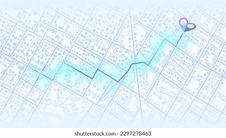 Gps map navigation to own house. City top view. View from above the map buildings. Detailed view of city. Decorative graphic tourist map. Abstract transportation background. Vector, illustration.