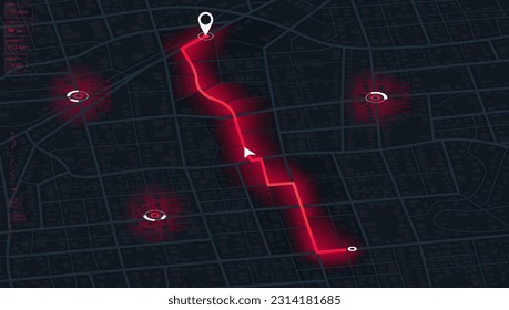 Gps map navigation to own house. App search map navigation. Fragments of town.. Detailed view of city. Decorative graphic tourist map. Abstract transportation background. Vector, illustration.