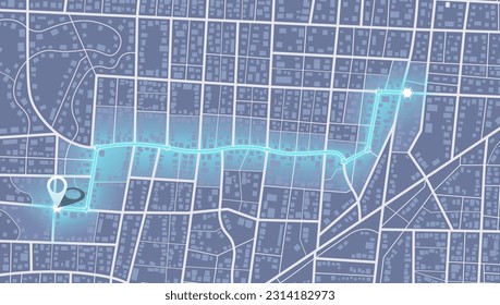 Gps map navigation to own house. City top view. View from above the map buildings. Detailed view of city. Decorative graphic tourist map. Abstract transportation background. Vector, illustration.