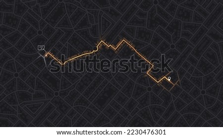 Gps map navigation to own house. View from above the map buildings. Detailed view of city. Decorative graphic tourist map City top view. Abstract background. Flat style, Vector, illustration isolated.