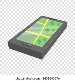GPS map on phone icon. Cartoon illustration of GPS map on phone vector icon for web design