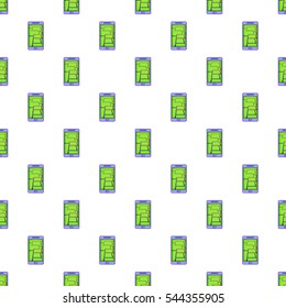 GPS map on phone pattern. Cartoon illustration of GPS map on phone vector pattern for web