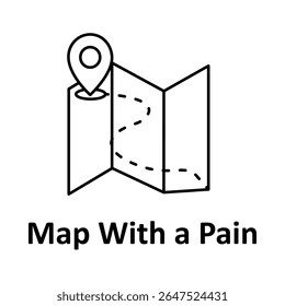 GPS Map with Pin Icon, Location Tracker, Route Map Symbol, Navigation Marker Icon, Travel Pin Map, Digital GPS Location