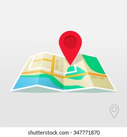 GPS map pin marker pointer, road map icon design. Modern transportation roadmap plan pin pointer banner. Location sign vector illustration isolated, navigation systems sign, find place label, ribbon