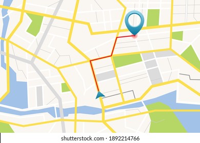 GPS Map With Pin Vector Illustration 