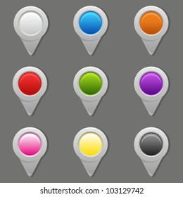 GPS map pins set.