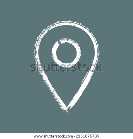 GPS map point pin web icon vector ink style graphic design. Geo tag button. Navigation sign. Destination symbol. Travel pointer. Painter web icon of pin map mark. Flat grunge journey navigation tag