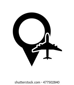 gps map pointer and airplane icon