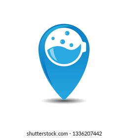 GPS map pointer laundry services logo design vector