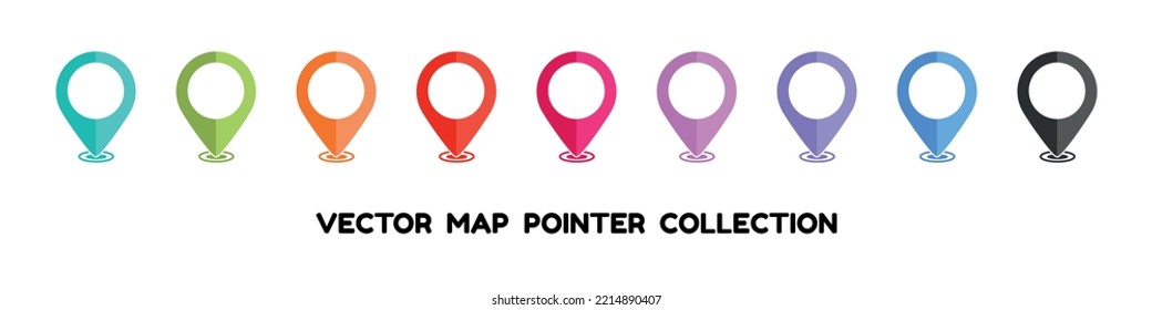 GPS Map Pointer Set - Colorful Vector Illustrations Isolated On White Background