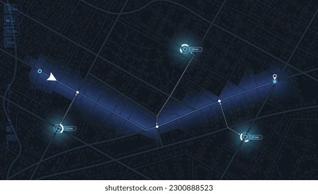 El mapa de Gps establece la navegación en casa propia. Vista superior de la ciudad. Vista desde arriba de los edificios del mapa. Vista detallada de la ciudad. Mapa turístico gráfico decorativo. Resumen de los antecedentes del transporte. Vector, ilustración.