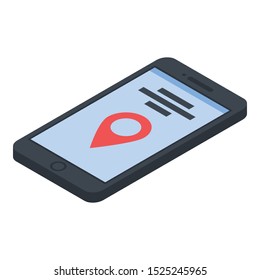 Gps mapea el icono del smartphone. Isometric de gps map smartphone vector icono para el diseño web aislado en fondo blanco