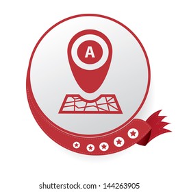 Gps map symbol on button,white background,vector