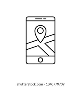 gps maps location on smartphone single isolated icon with line or outline style
