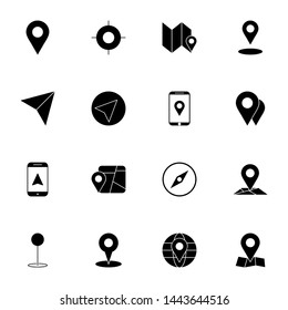 gps, maps, travel, navigation solid icons set. creative simple gps, navigation icons set vector illustration. smart solid black user interface icons set