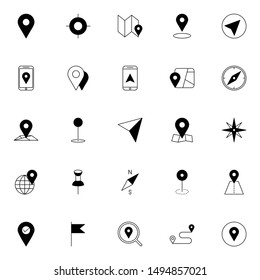 gps, maps, travel, navigation solid line icons set. simple set of gps, navigation vector illustration glyph icons. editable stroke icon.