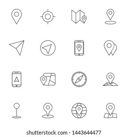 gps, maps, travel, navigation thin line icons set. creative simple gps, navigation icons set vector illustration. smart user interface icons set