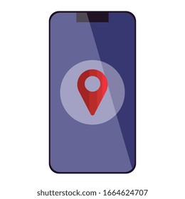Gps mark inside smartphone design, Map travel navigation route road location technology search street and direction theme Vector illustration