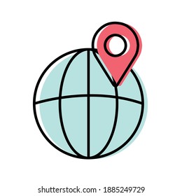 Gps mark on global sphere design, travel navigation route and road theme Vector illustration