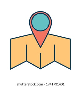 Gps mark over map line and fill style icon design, Map travel navigation route road location technology search street and direction theme Vector illustration