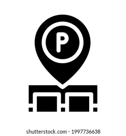 gps mark of parking location glyph icon vector. gps mark of parking location sign. isolated contour symbol black illustration