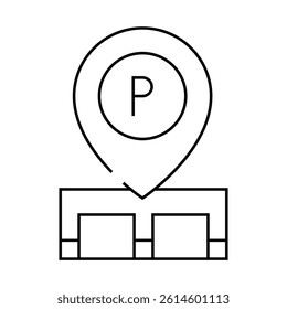 gps mark of parking location line icon vector. gps mark of parking location sign. isolated contour symbol black illustration
