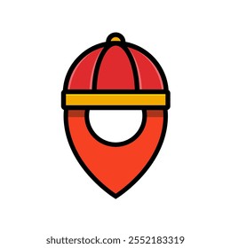 A Gps marker with Chinese hat. Isolated Vector Illustration