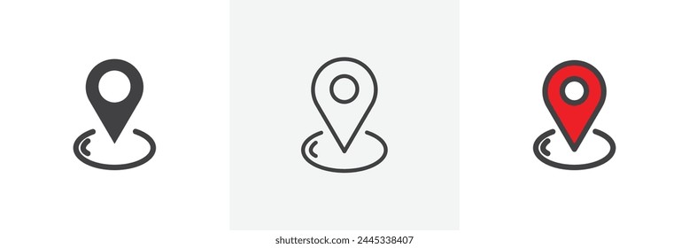 GPS Marker and Location Icons. Map Pin and Position Identification Symbols.