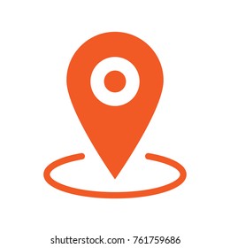 Gps marker, map pin orange icon