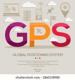 GPS bedeutet (Global Positioning System) Computer und Internet Akronyme, Buchstaben und Symbole , Vektorgrafik.
