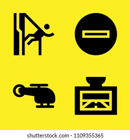gps, minus, helicopter and abseiling vector icon set. Sample icons set for web and graphic design