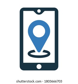 Gps, mobile, location icon. Editable vector isolated on a white background