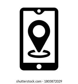 Gps, mobile, location icon. Gray vector isolated on a white background