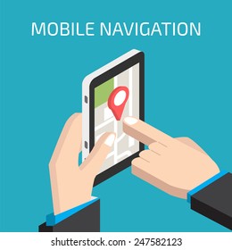 GPS mobile navigation with smartphone in hand