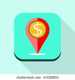 GPS to money dollar symbol in side icon vector flat design