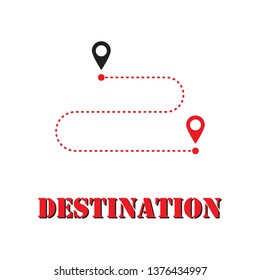 GPS motion from point to point along the way. Flat Breath for Advertising and Web Design. Point of Destination. Vector