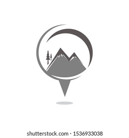 GPS mountain concept travel logo design adventure outdoor navigation vector illustration