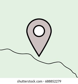 GPS mountain map pin sign