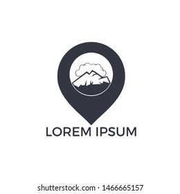 GPS mountain vector logo design. Navigation vector logo. Travel vector logo.
