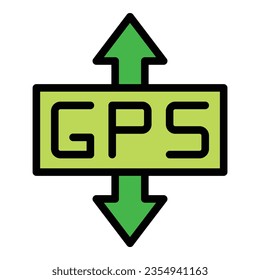 Gps move icon outline vector. Phone earth. Map earth color flat