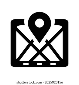 GPS, Navigieren, Navigatorsymbol. Schwarze Vektorgrafiken.