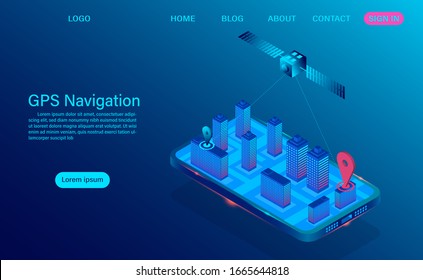 GPS navigation app on smartphone concept. satellite radio navigation and tracking system on mobile device for global positioning system.