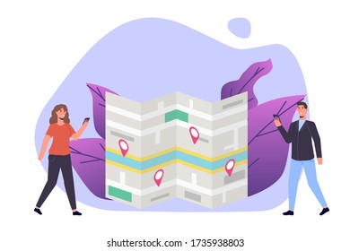 GPS Navigation app, search map concept. Vector illustration.