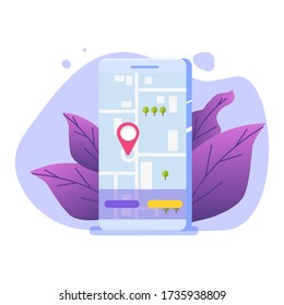 GPS Navigation app, search map concept. Vector illustration.