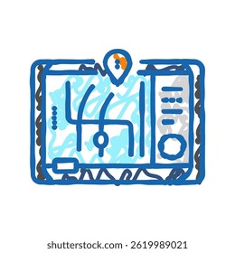 gps navigation autonomous delivery doodle icon sketch vector. gps navigation autonomous delivery sign. isolated symbol illustration